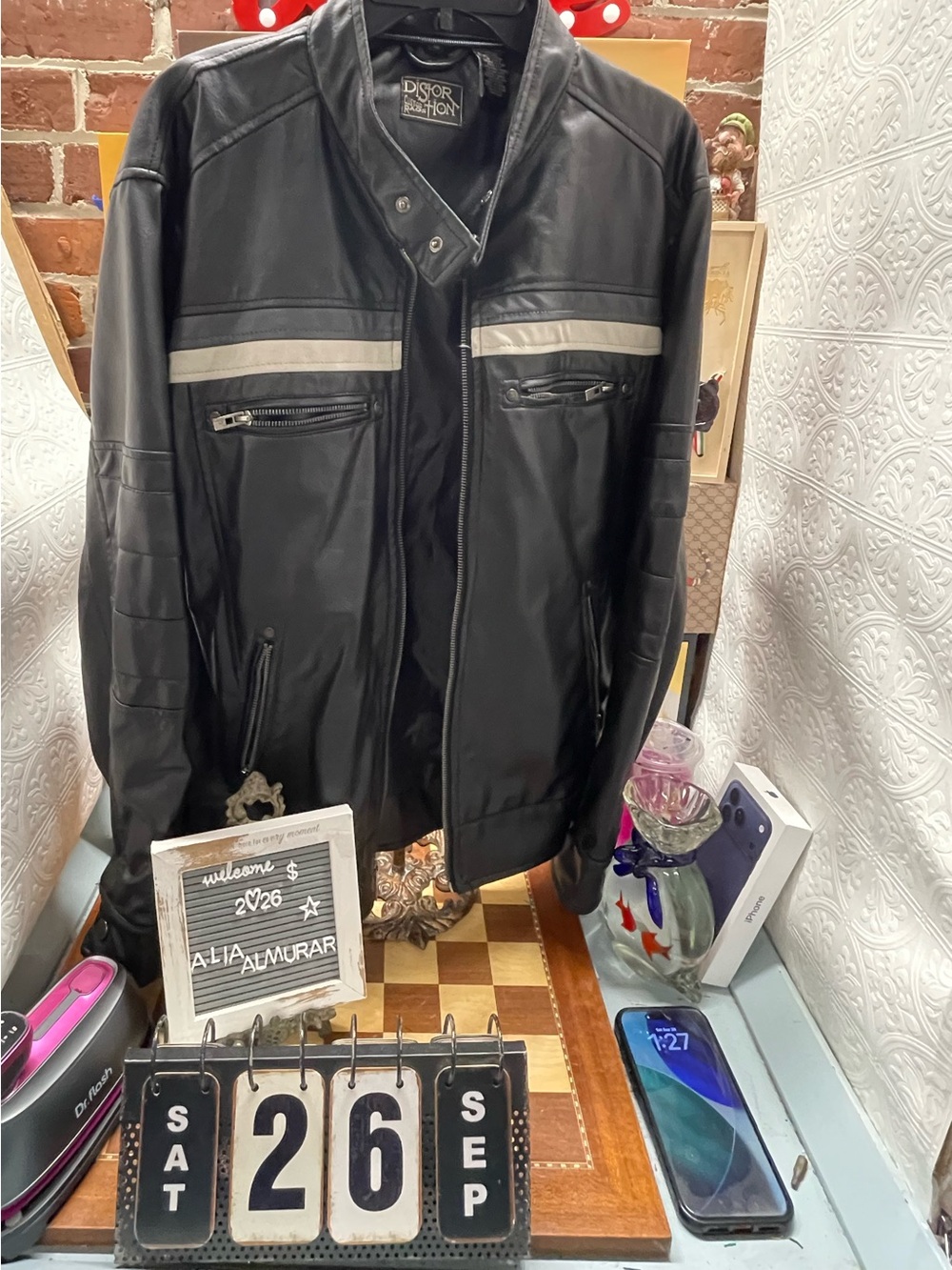 Leather biker jacket